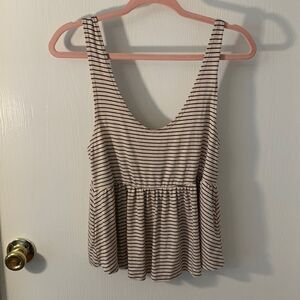 Brit & Bri NWT cream/black striped peplum tank top Size medium
